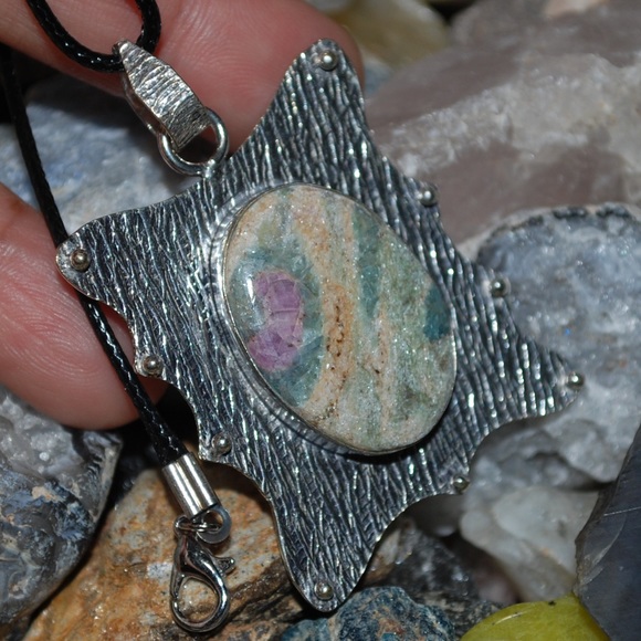 Ruby Fuschite Pendant 2” - Picture 6 of 7